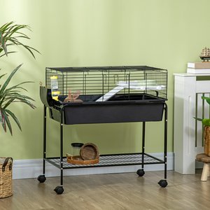 PawHut 33-in 2-Story Small Animal Cage with Stand, Gray