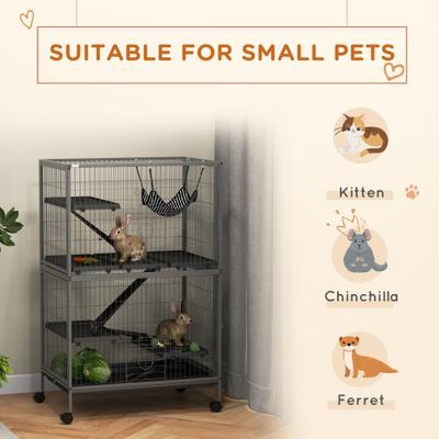 Show full view: PawHut 50-in 5-Tier Steel Wire Ferret Cage, Gray slide 4 of 10