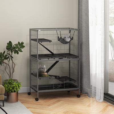 Show full view: PawHut 50-in 5-Tier Steel Wire Ferret Cage, Gray slide 2 of 10