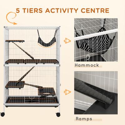 Show full view: PawHut 50-in 5-Tier Steel Wire Ferret Cage, White slide 6 of 10