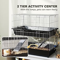 PawHut 2-Tier Small Animal Cage, Black slide 2 of 9