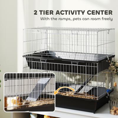 Show full view: PawHut 2-Tier Small Animal Cage, Black slide 6 of 9