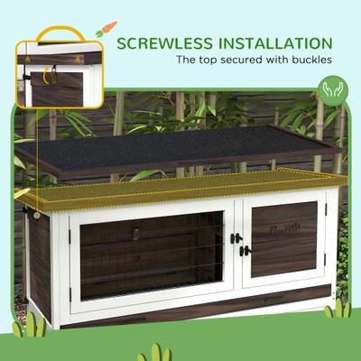 Show full view: PawHut Outdoor 2-Tier Wooden Rabbit Hutch slide 5 of 9