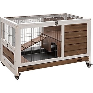 PawHut 2 Story Indoor Wooden Rabbit Hutch
