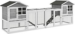 PawHut 102-in 2 in 1 Wooden Indoor/Outdoor Rabbit Hutch