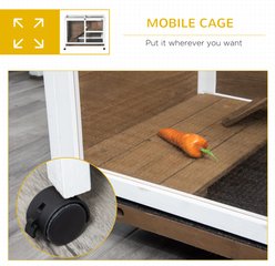 PawHut 2 Story Indoor Wooden Rabbit Hutch, Brown slide 2 of 9