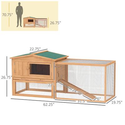 Show full view: PawHut 62-in Outdoor Rabbit Hutch slide 3 of 9
