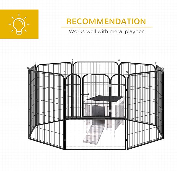Show full view: PawHut Wooden Rabbit Hutch with Openable & Waterproof Roof, Grey slide 7 of 9