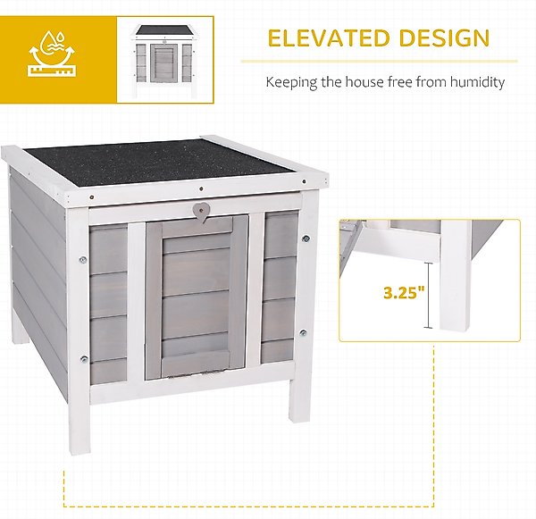 Show full view: PawHut Wooden Rabbit Hutch with Openable & Waterproof Roof, Grey slide 5 of 9