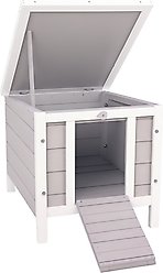 PawHut Wooden Rabbit Hutch with Openable & Waterproof Roof, Grey