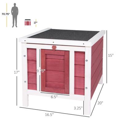 Show full view: PawHut Wooden Rabbit Hutch with Openable & Waterproof Roof, Red slide 3 of 10