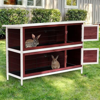 Show full view: PawHut 54-in 2-Story Indoor/Outdoor Rabbit Hutch slide 2 of 9