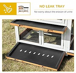 PawHut 62-in Wooden Rabbit Hutch with Wheels, Natural Wood slide 2 of 9