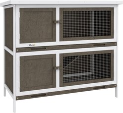 PawHut Wooden Indoor/Outdoor Rabbit Hutch, Brown