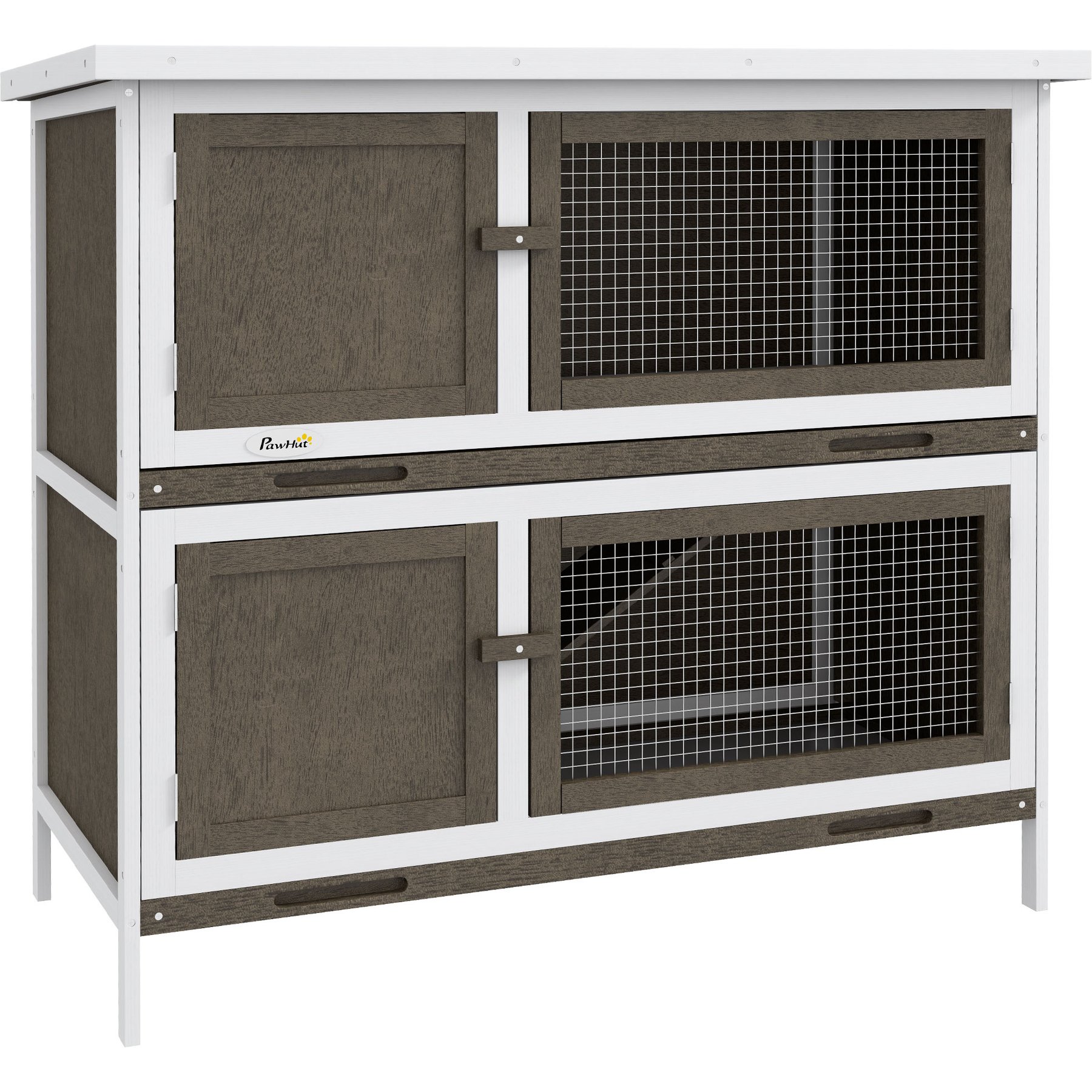 PawHut Wooden Indoor/Outdoor Rabbit Hutch, Brown