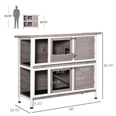 Show full view: PawHut Indoor/Outdoor Rabbit Hutch with Quick on-the-Go Feeding slide 3 of 9