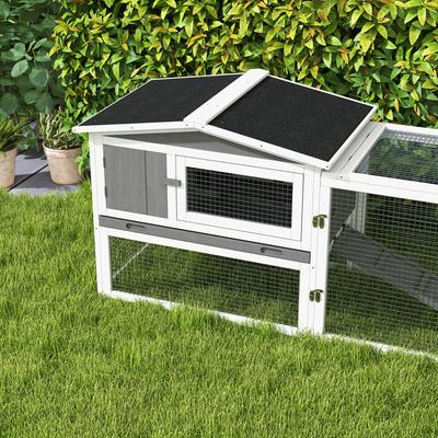 Show full view: PawHut 61-in 2-Story Indoor/Outdoor Rabbit Hutch, Light Grey slide 9 of 9