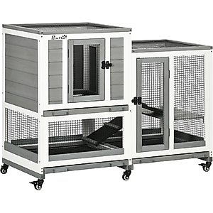 PawHut 2 Story Indoor Wooden Rabbit Hutch
