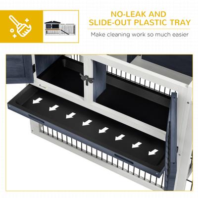 Show full view: PawHut 2 Level Wooden Rabbit Hutch slide 6 of 9