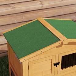 PawHut 2-Level Outdoor Wooden Rabbit Hutch, Yellow slide 2 of 9