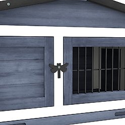 PawHut 2-Level Outdoor Wooden Rabbit Hutch, Dark Gray slide 2 of 9