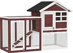 PawHut 48-in Wooden Waterproof Rabbit Hutch, Multi-colored