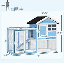 PawHut 48-in Wooden Waterproof Rabbit Hutch, Sky Blue slide 2 of 9