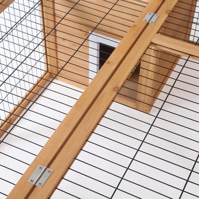 Show full view: PawHut Indoor/Outdoor Waterproof Rabbit Hutch, Natural Wood slide 8 of 9