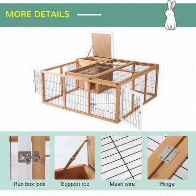 Show full view: PawHut Indoor/Outdoor Waterproof Rabbit Hutch, Natural Wood slide 6 of 9