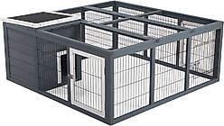 PawHut Indoor/Outdoor Waterproof Rabbit Hutch, Charcoal Gray