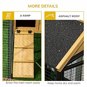 PawHut 47-in 2 Story Wooden Outdoor Rabbit Hutch