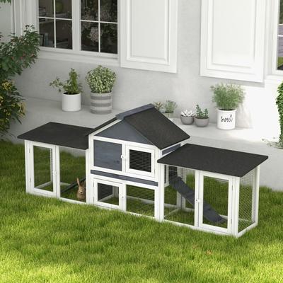 Show full view: PawHut 83-in Outdoor Wooden Rabbit Hutch slide 9 of 9