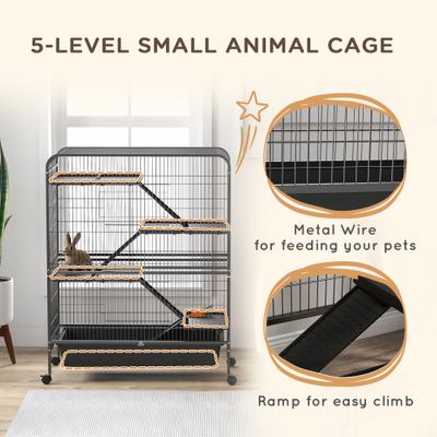Show full view: PawHut 53.5-in 5-Level Metal Small Animal Cage slide 8 of 9