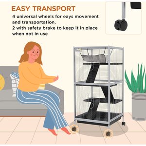 PawHut Rolling 4 Platform Small Animal Cage