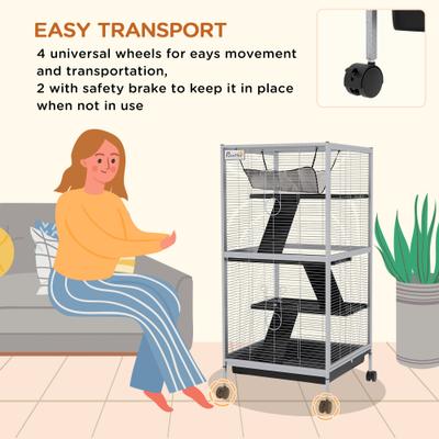 Show full view: PawHut Rolling 4 Platform Small Animal Cage slide 5 of 9