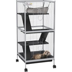 PawHut Rolling 4 Platform Small Animal Cage
