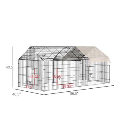 Show full view: PawHut Outdoor Metal Playpen Small Animal Cage, Beige slide 3 of 9
