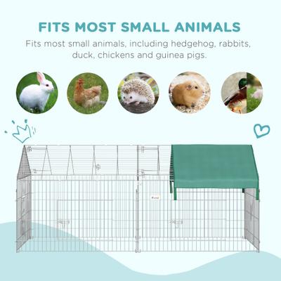 Show full view: PawHut Outdoor Metal Playpen Small Animal Cage, Green slide 6 of 9