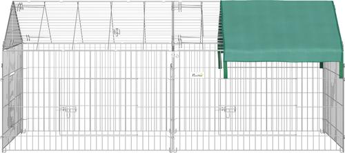 Show full view: PawHut Outdoor Metal Playpen Small Animal Cage, Green slide 9 of 9