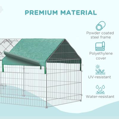 Show full view: PawHut Outdoor Metal Playpen Small Animal Cage, Green slide 4 of 9
