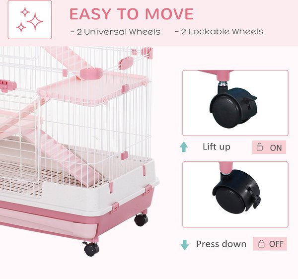 PawHut 32-in 4-Level Ferret Cage with Universal Lockable Wheels