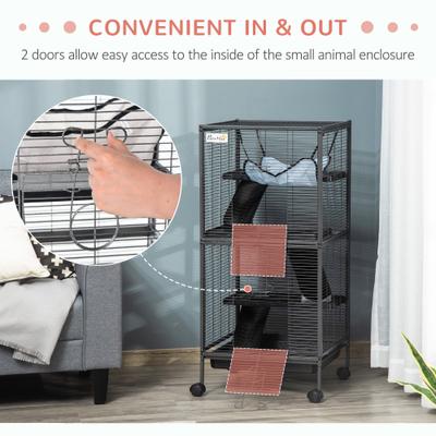 Show full view: PawHut 4 Platform Small Animal Cage with Wheels slide 7 of 10