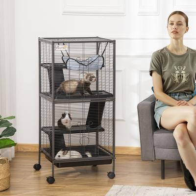 Show full view: PawHut 4 Platform Small Animal Cage with Wheels slide 2 of 10