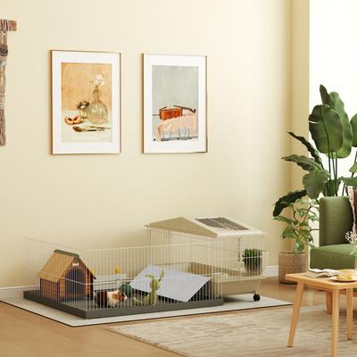 Show full view: PawHut Small Animal Cage with Removable Playpen slide 2 of 9