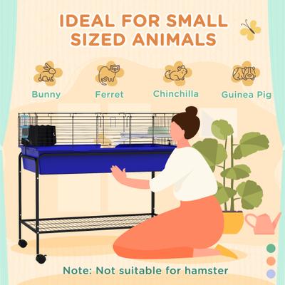 Show full view: PawHut 39-in 2-Story Small Animal Cage with Stand, Blue slide 5 of 9