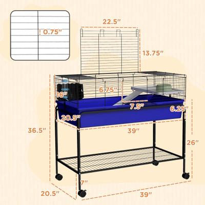 Show full view: PawHut 39-in 2-Story Small Animal Cage with Stand, Blue slide 3 of 9