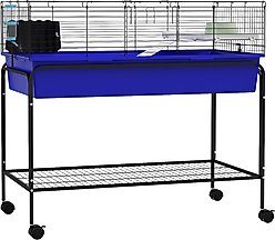 PawHut 39-in 2-Story Small Animal Cage with Stand, Blue