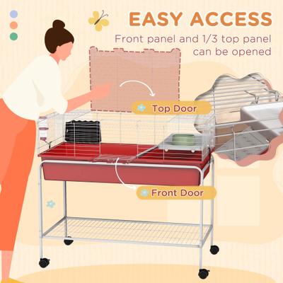 Show full view: PawHut 39-in 2-Story Small Animal Cage with Stand, Red slide 6 of 9