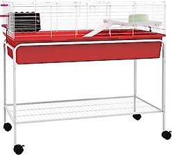 PawHut 39-in 2-Story Small Animal Cage with Stand, Red