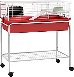 PawHut 33-in 2-Story Small Animal Cage with Stand, Red slide 1 of 9